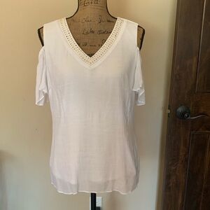 Elegant White Cold Shoulder Top-Never Worn!